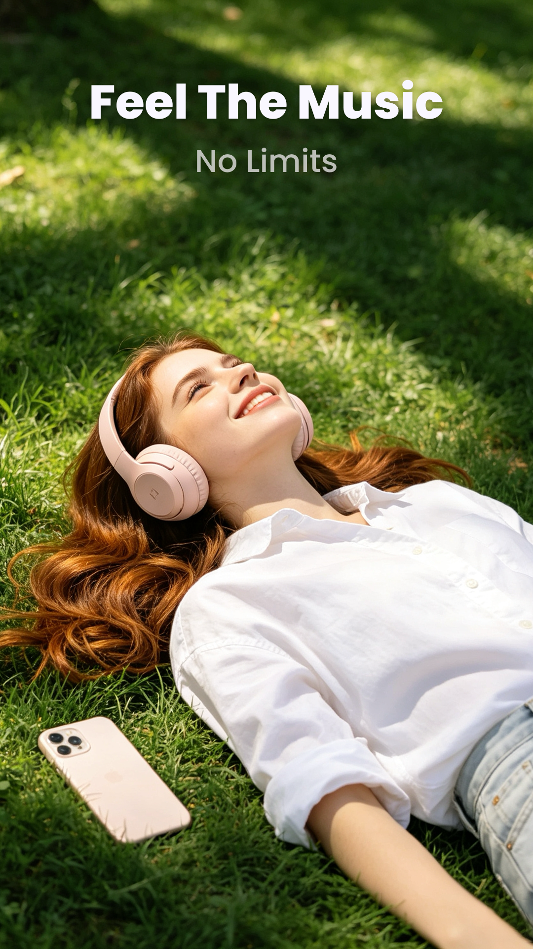 Person listening to music outdoors with headphones